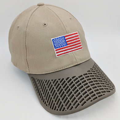 American Flag Hat (100% Made in USA) - Khaki Brown