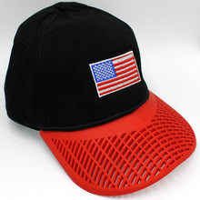American Flag Hat (100% Made in USA)  - Black w/ Red Brim