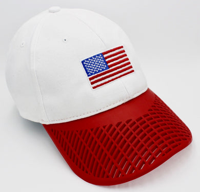 American Flag Hat (100% Made in USA)  - Red Brim