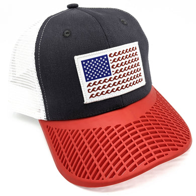 'Wave' Trucker Hat - Grey/Red